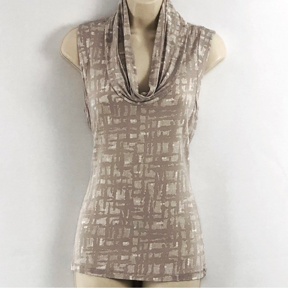 New York & Co Tan Cowl neck top